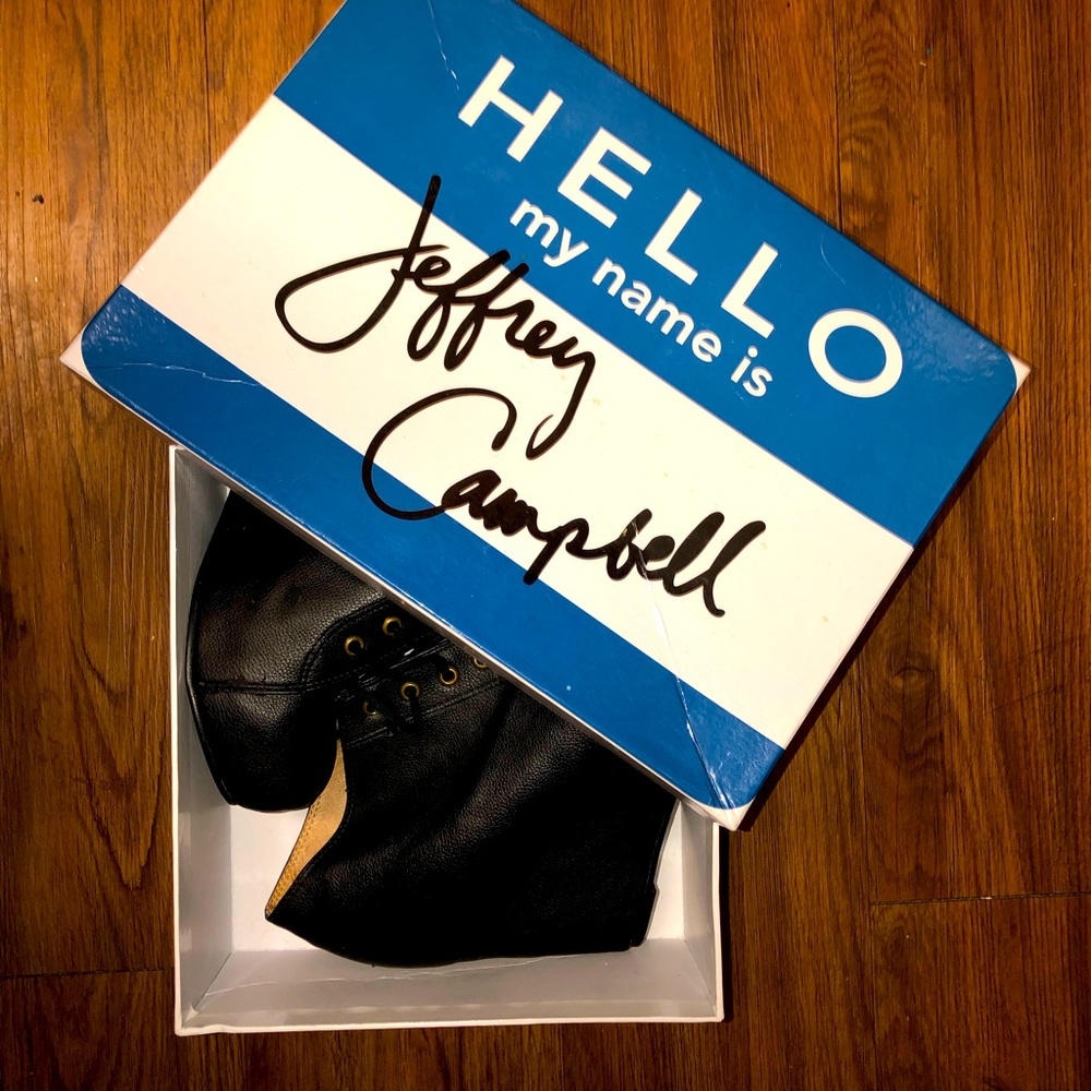 Jeffrey Campbell 99 Tie Black Lace Up Wedge Booties Size 9.5